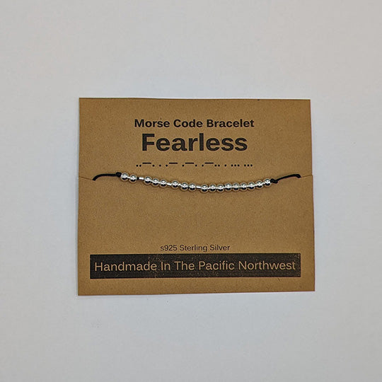 Sterling Silver Morse Code Bracelet - Fearless