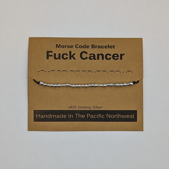 Sterling Silver Morse Code Bracelet - Fuck Cancer