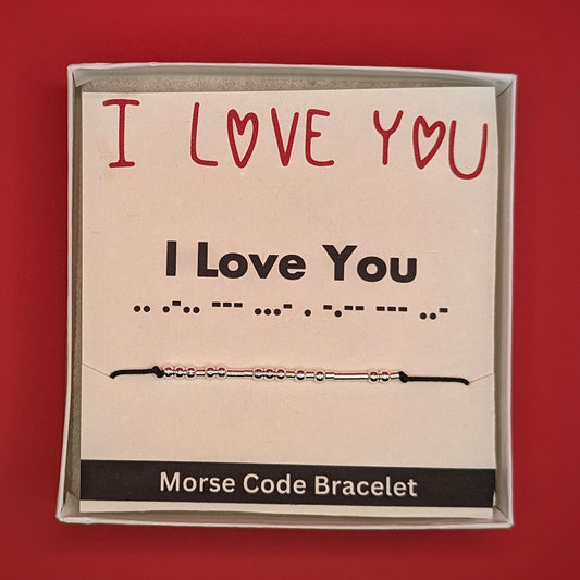 Sterling Silver Morse Code Bracelet - I Love You