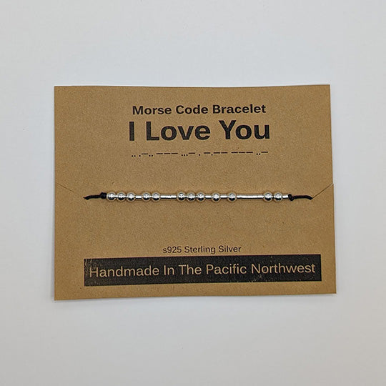 Sterling Silver Morse Code Bracelet - I Love You