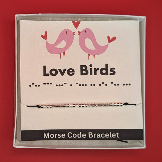 Sterling Silver Morse Code Bracelet - Love Birds