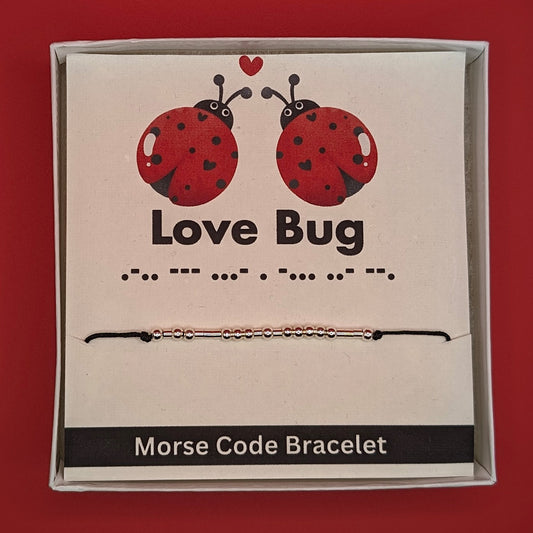 Sterling Silver Morse Code Bracelet - Love Bug