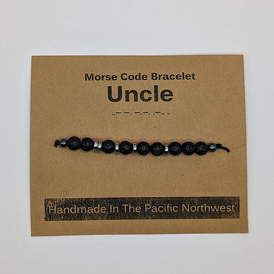 Lava Rock & Stainless Steel - Morse Code Bracelet - Uncle