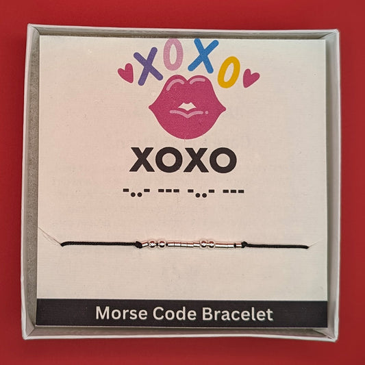 Sterling Silver Morse Code Bracelet - XOXO