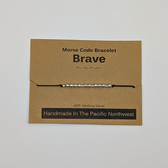 Sterling Silver Morse Code Bracelet - Brave