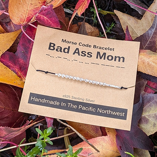 Sterling Silver Morse Code Bracelet - Bad Ass Mom