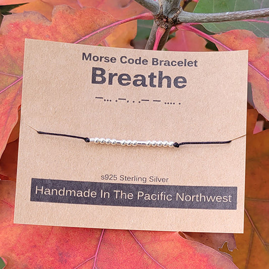 Sterling Silver Morse Code Bracelet - Breathe