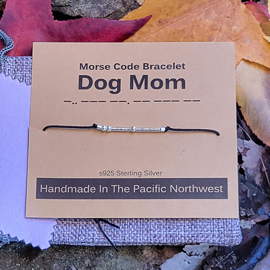 Sterling Silver Morse Code Bracelet - Dog Mom