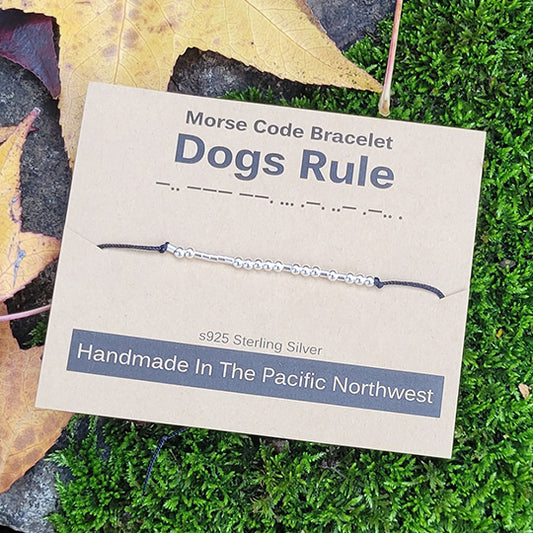 Sterling Silver Morse Code Bracelet - Dogs Rule
