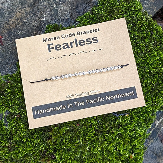 Sterling Silver Morse Code Bracelet - Fearless