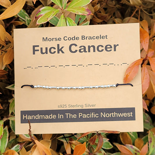 Sterling Silver Morse Code Bracelet - Fuck Cancer