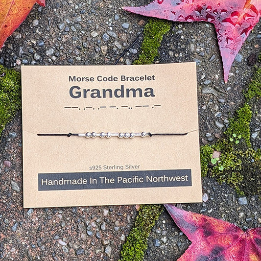 Sterling Silver Morse Code Bracelet - Grandma