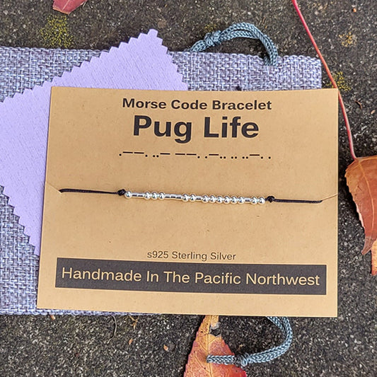 Sterling Silver Morse Code Bracelet - Pug Life