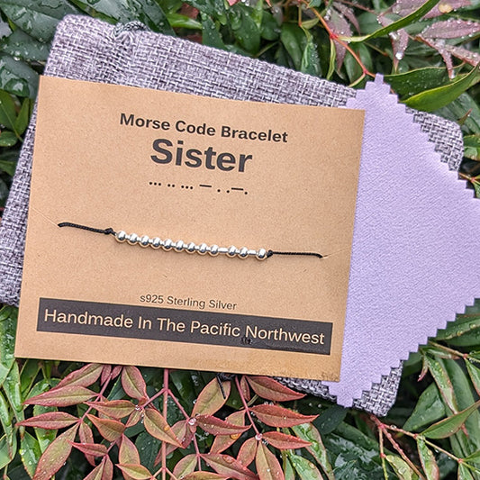 Sterling Silver Morse Code Bracelet - Sister