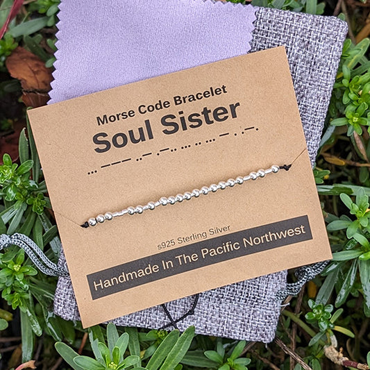 Sterling Silver Morse Code Bracelet - Soul Sister