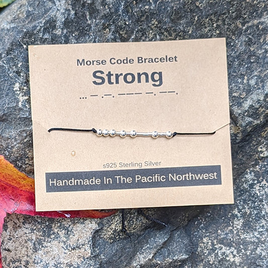 Sterling Silver Morse Code Bracelet - Strong