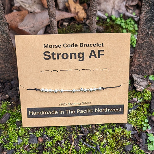 Sterling Silver Morse Code Bracelet - Strong AF