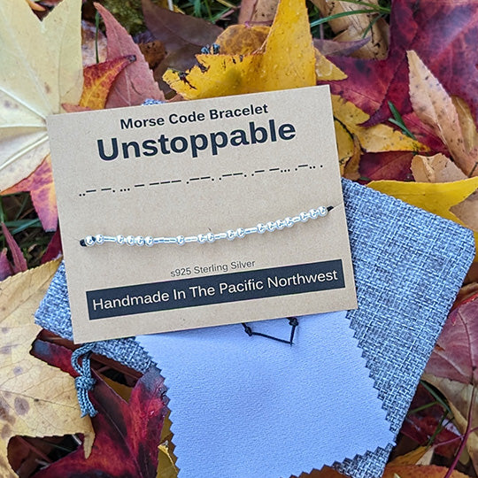 Sterling Silver Morse Code Bracelet - Unstoppable