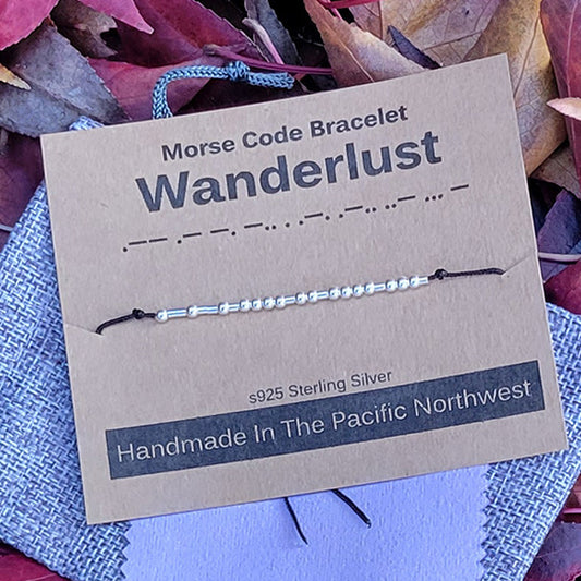 Sterling Silver Morse Code Bracelet - Wanderlust