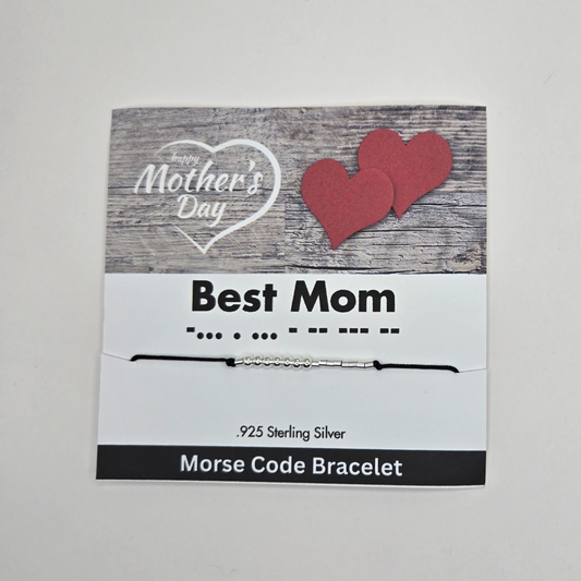 Sterling Silver Morse Code Bracelet - Best Mom