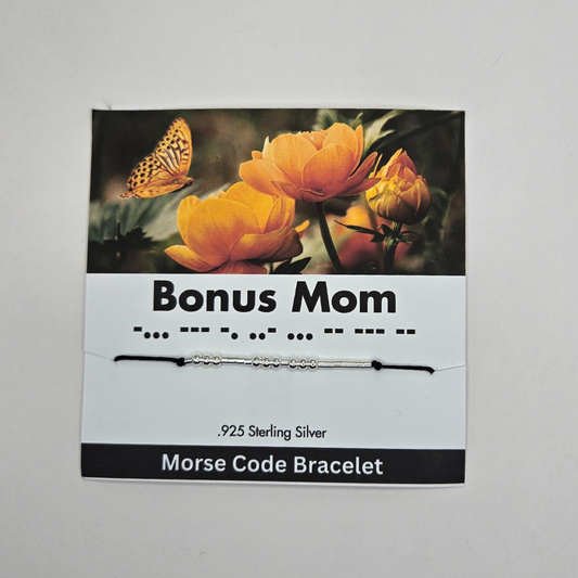 Sterling Silver Morse Code Bracelet - Bonus Mom