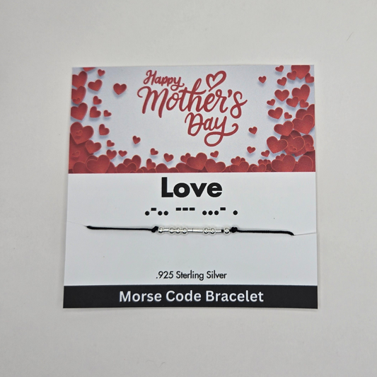 Sterling Silver Morse Code Bracelet - Love