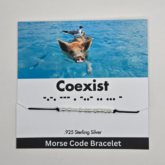 Sterling Silver Morse Code Bracelet - Coexist