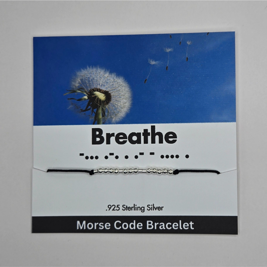 Sterling Silver Morse Code Bracelet - Breathe